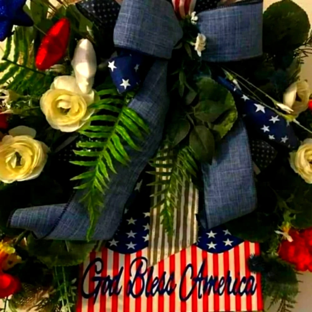 Backyard BBQ Summer Rustic Multi-Wreath  God Bless Amer CUSTOM 🇺🇸 FINAL S…